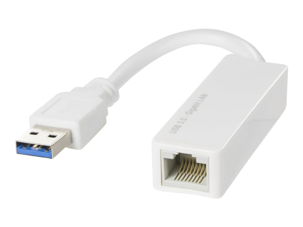 Deltaco USB3-GIGA4, Langallinen, USB, Ethernet, Valkoinen