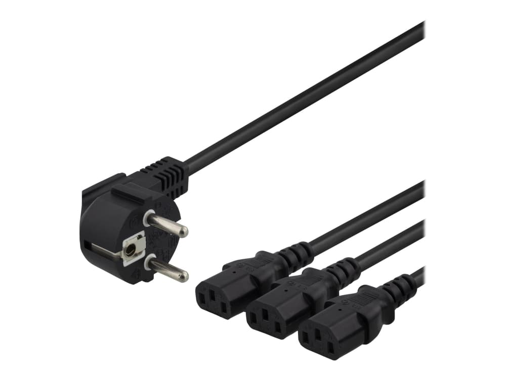 DELTACO - Sähköjohto - CEE 7/7 (han) til IEC 60320 C13 - 250 V - 10 A - 3 m - lajiteltu