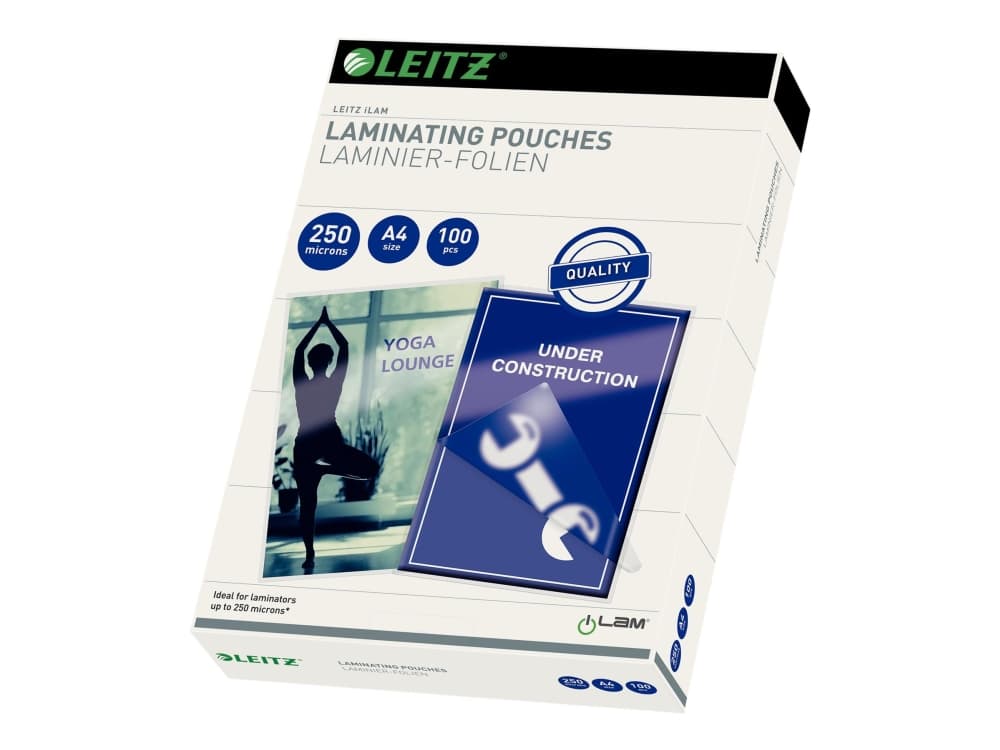Leitz iLAM Premium A4-laminointitaskut, 250 mikronia, 100 kpl pakkaus, Kiiltävä, Läpinäkyvä, A4, 100 kpl