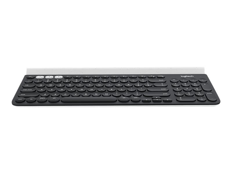 Logitech K780 Multi-Device Wireless Keyboard, Täysikokoinen (100 %), Langaton, RF Wireless + Bluetooth, QWERTY, Harmaa, Valkoinen