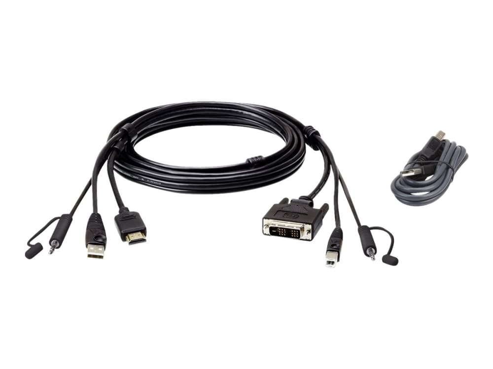 ATEN 2L-7D02DHX2 - Video / USB / lydkabel - TAA-yhteensopiva - USB, ministik, HDMI til USB Type B, ministik, DVI-D - 1,8 m - 1,8 m