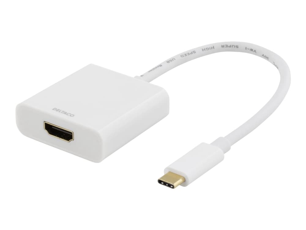 Deltaco USBC-HDMI7, 4096 x 2160 pikseliä, Valkoinen, Laatikko, 43 mm, 16 mm, 26 g