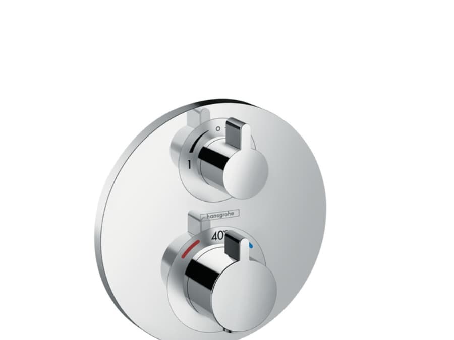 hansgrohe Ecostat S termostaattisekoitin, jossa on sulkuventtiili ja kiertovesiventtiili