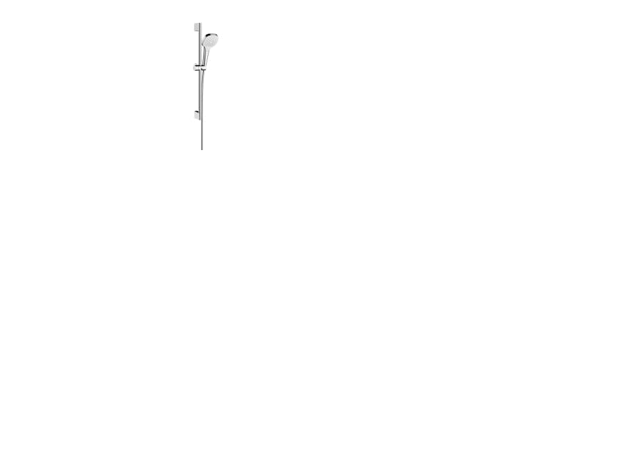 HANSGrohe Croma Select S Vario -suihkusetti, jossa 650 mm suihkukisko, Ø110 mm käsisuihku 3 suihkutoiminnolla ja 1,6 metrin suihkuletku