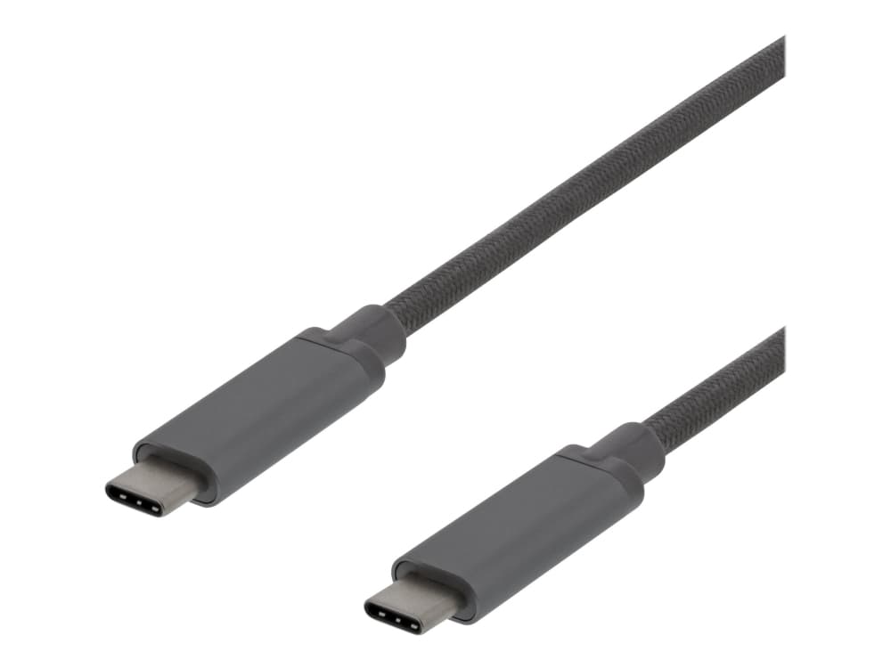 DELTACO USBC-1362 - USB-kaapeli - 24-nastainen USB-C (uros) - 24-nastainen USB-C (uros) - USB 3.1 Gen 2 - 1 m - USB Power Delivery (3 A, 60 W) - harmaa - harmaa