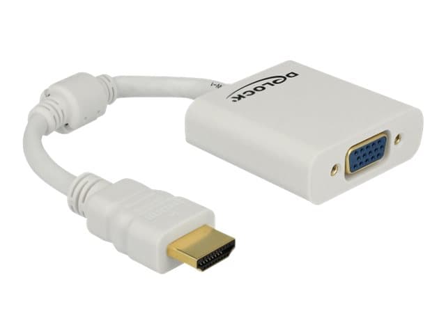 DeLOCK 65346, VGA (D-Sub), HDMI-tyyppi A (vakio), Uros, Naaras, 1920 x 1080 pikseliä, Valkoinen