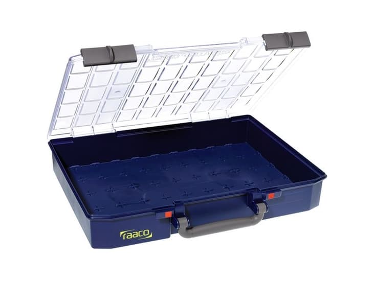 raaco CarryLite 80, Työkalulaatikko, Polykarbonaatti (PC), Polypropeeni, Sininen, Läpinäkyvä, 13 kg, Sarana, 413 mm