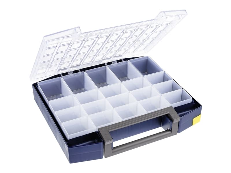 raaco Boxxser 80, työkalulaatikko, polykarbonaatti (PC), polypropeeni, sininen, läpinäkyvä, 15 kg, sarana, 421 mm
