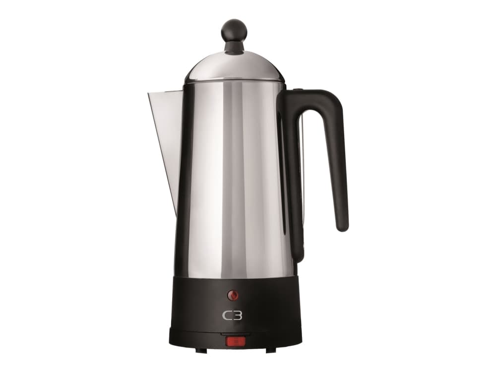 C3 Design Percolator, Sähköperkolaattori, 0,9 L, Jauhettu kahvi, 500 W, Ruostumaton teräs
