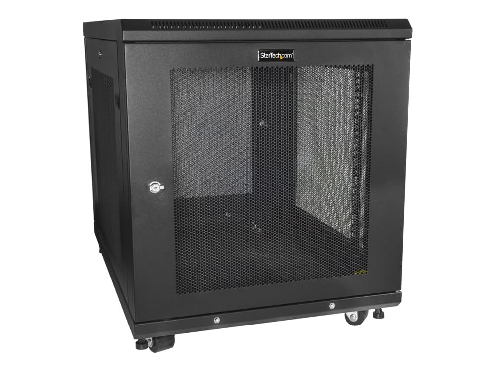 StarTech.com RK1233BKM, Itseseisova teline, 12U, 450 kg, Näppäinlukko, Tehostunut kaapelinhallinta, Castor-pyörät