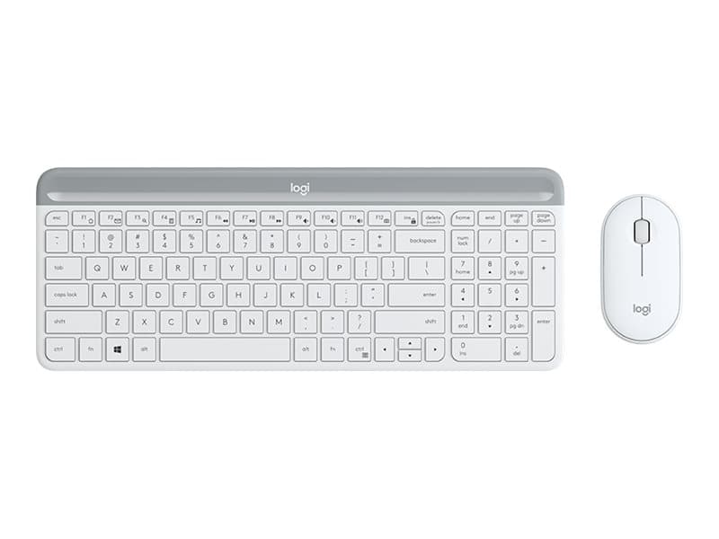 Logitech MK470, Täysikokoinen (100 %), Langaton RF, QWERTY, Valkoinen, Sisältää hiiren