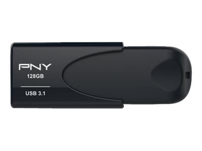 PNY Attache 4, 128 GB, USB A-tyyppi, 3.2 Gen 1 (3.1 Gen 1), 80 MB/s, Ilman suojusta, Musta