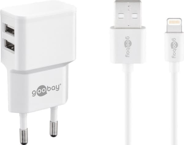 Goobay 44979, Sisätila, AC, 5 V, 2,4 A, 1 m, Valkoinen