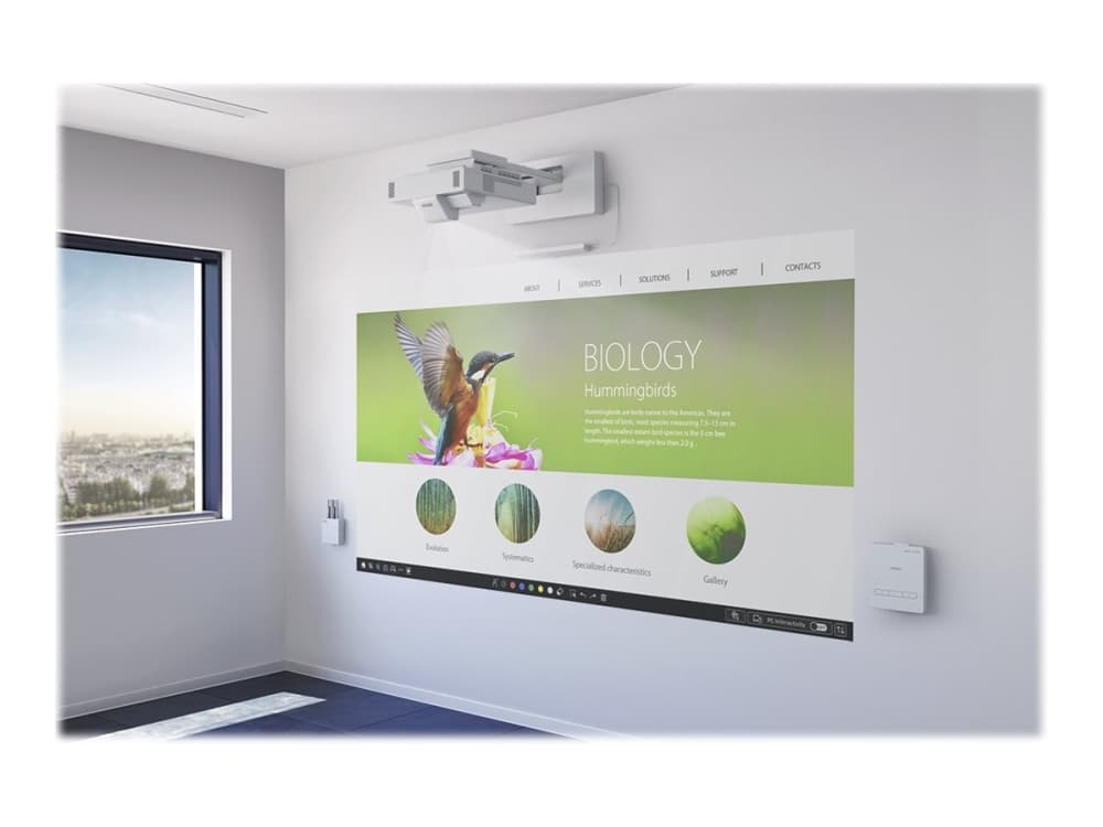 Epson EB-1485FI - 3LCD-projektori - 5000 lumenia (valkoinen) - 5000 lumenia (väri) - Full HD (1920 x 1080) - 16:9 - 1080p - ultralyhyt heittovälinen objektiivi - 802.11a/b/g/n/ac langaton / LAN / Miracast