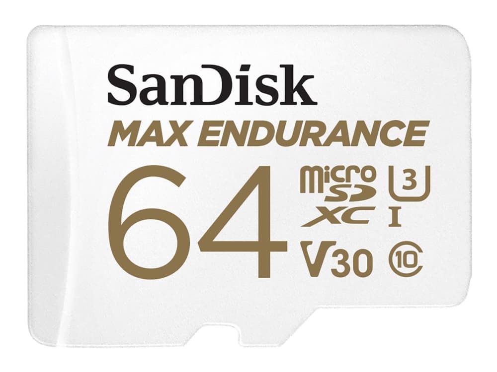 SanDisk Max Endurance - Flash-muistikortti (microSDXC-SD-sovitin sisältyy) - 64 GB - Video Class V30 / UHS-I U3 / Class10 - microSDXC UHS-I