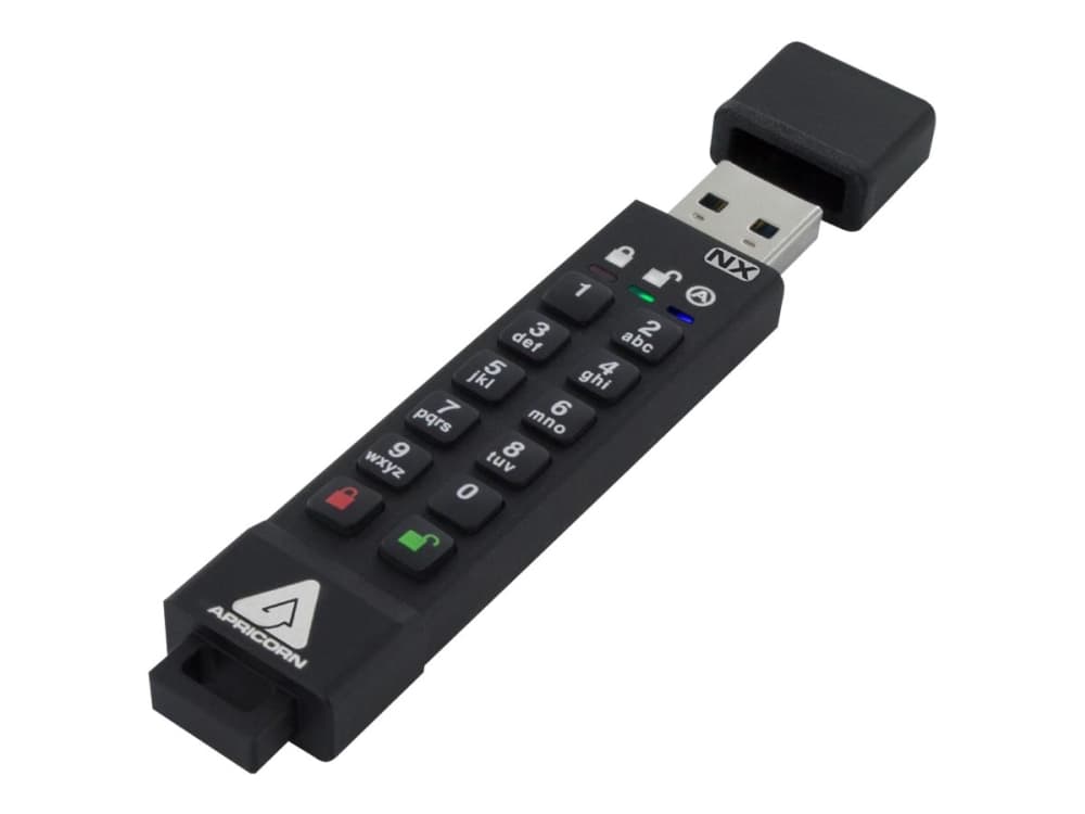 Apricorn ASK3, 8 GB, USB A-tyyppi, 3.2 Gen 1 (3.1 Gen 1), 77 MB/s, Suojus, Musta