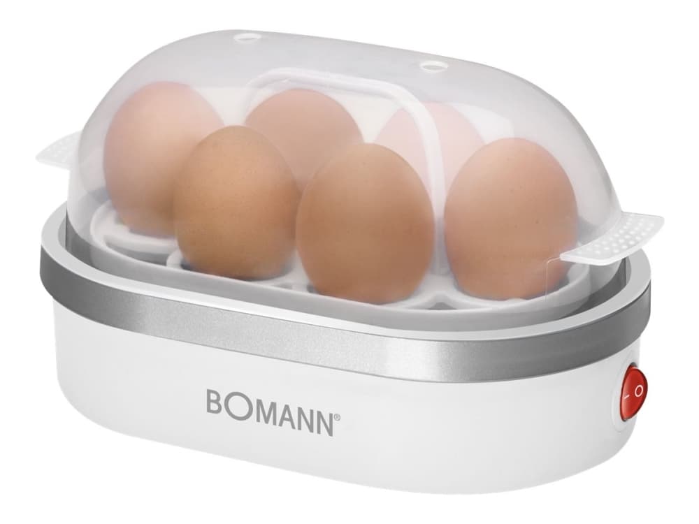 Bomann EK 5022 CB, 6 munaa, Hopea, Läpinäkyvä, Valkoinen, 400 W, 230 V, 50 Hz, 220 mm