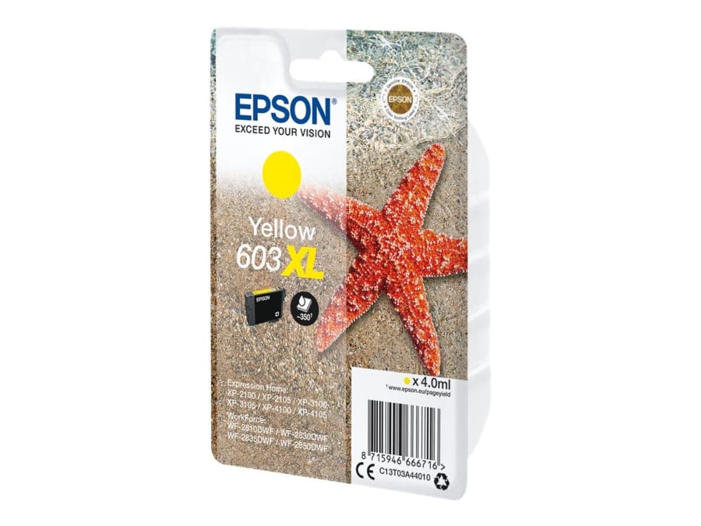 Epson Singlepack Yellow 603XL Ink, Korkea (XL) värintuotto, 4 ml, 1 kpl