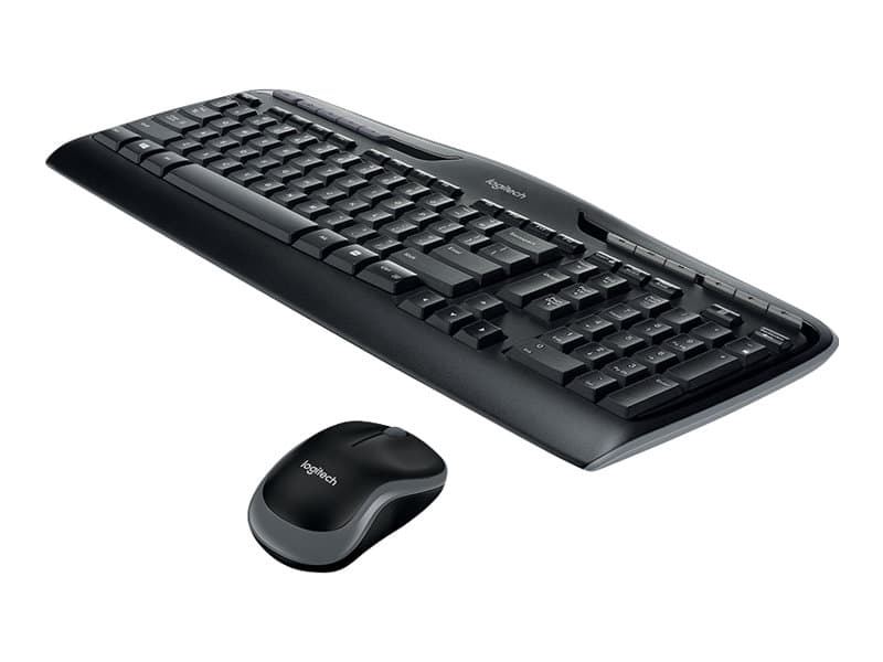 Logitech Wireless Combo MK330, Täysikokoinen (100 %), Langaton, USB, QWERTY, Musta, Sisältää hiiren