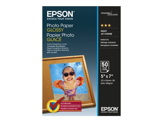 Epson Photo Paper Glossy - 13x18cm - 50 Arkkia, Kiilto, 200 g/m², 50 arkkia, - WorkForce WF-7610DWF - WorkForce WF-7110DTW - WorkForce WF-3620DWF - WorkForce WF-2010W -..., 130 mm, 180 mm