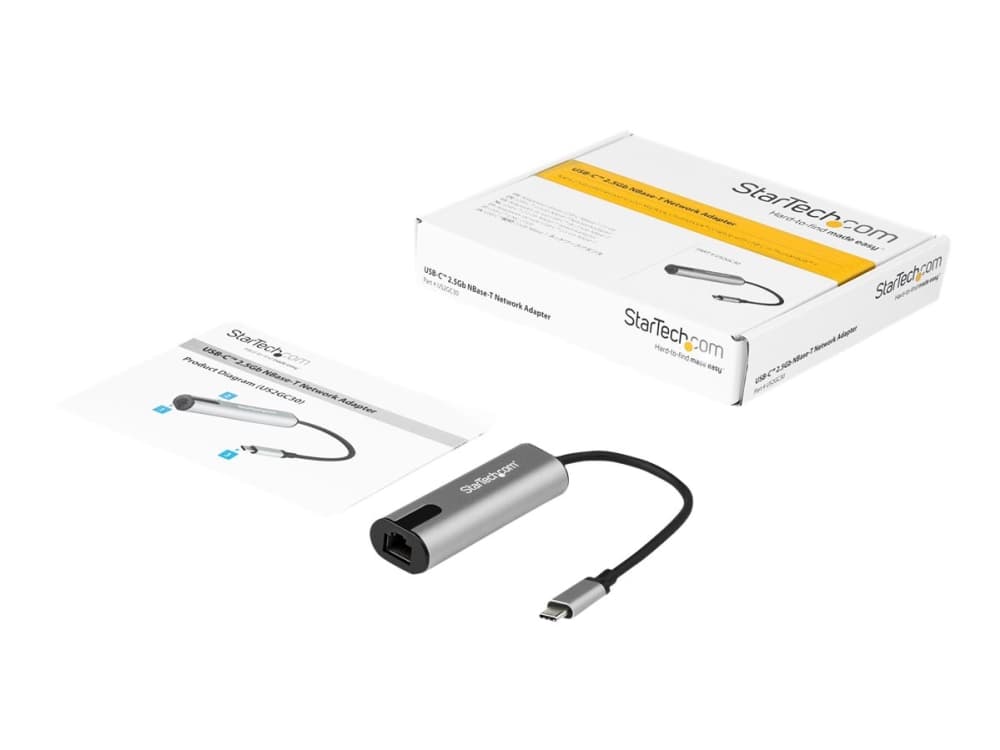 StarTech.com 2.5GbE USB C Ethernet-sovitin NBASE-T NIC, USB 3.0 Type C 2.5/1 Gigabit/100 Mbps Multi Speed Network/USB 3.1 kannettava tietokone RJ45/LAN Thunderbolt 3 yhteensopiva/MacBook Pro Surface - Type-C to Ethernet - Verkkosovitin - USB-C - 10M/100M/1G/2.5 Gigabit Ethernet x 1 + USB 3.0 - musta, harmaa - musta, harmaa