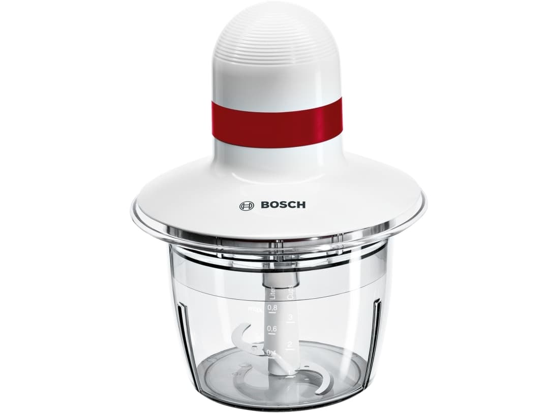 Bosch MMRP1000, 0,8 L, Punainen, Läpinäkyvä, Valkoinen, Muovi, Ruostumaton teräs, Painikkeet, CE, Eurasian, VDE