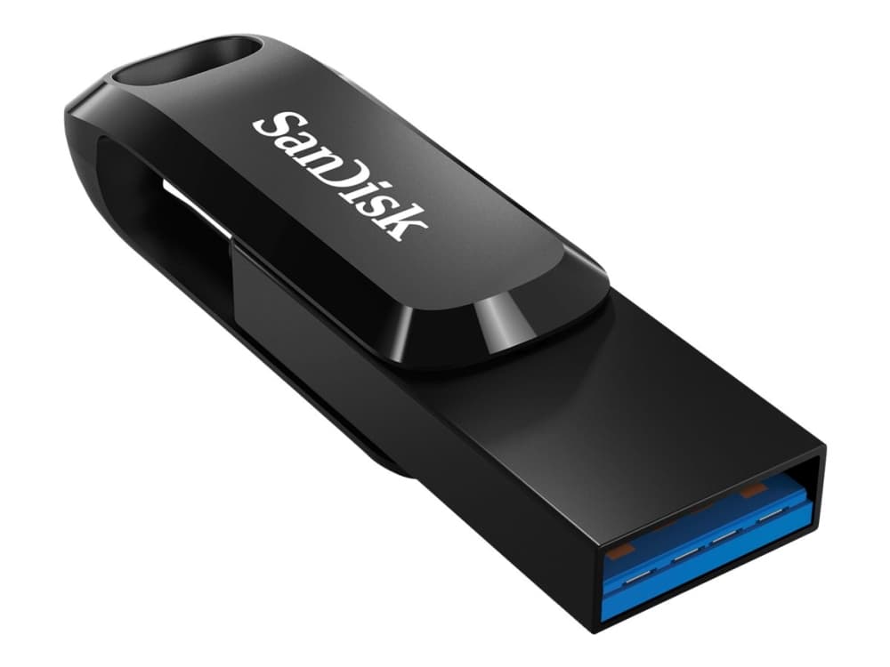 SanDisk Ultra Dual Drive Go, 512 GB, USB Type-A / USB Type-C, 3.2 Gen 1 (3.1 Gen 1), 150 MB/s, Taittuva, Musta