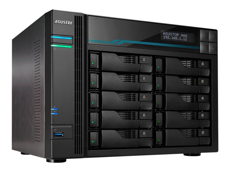 Asustor Lockerstor 10 AS6510T, NAS, Tower, Intel Atom®, C3538, Musta
