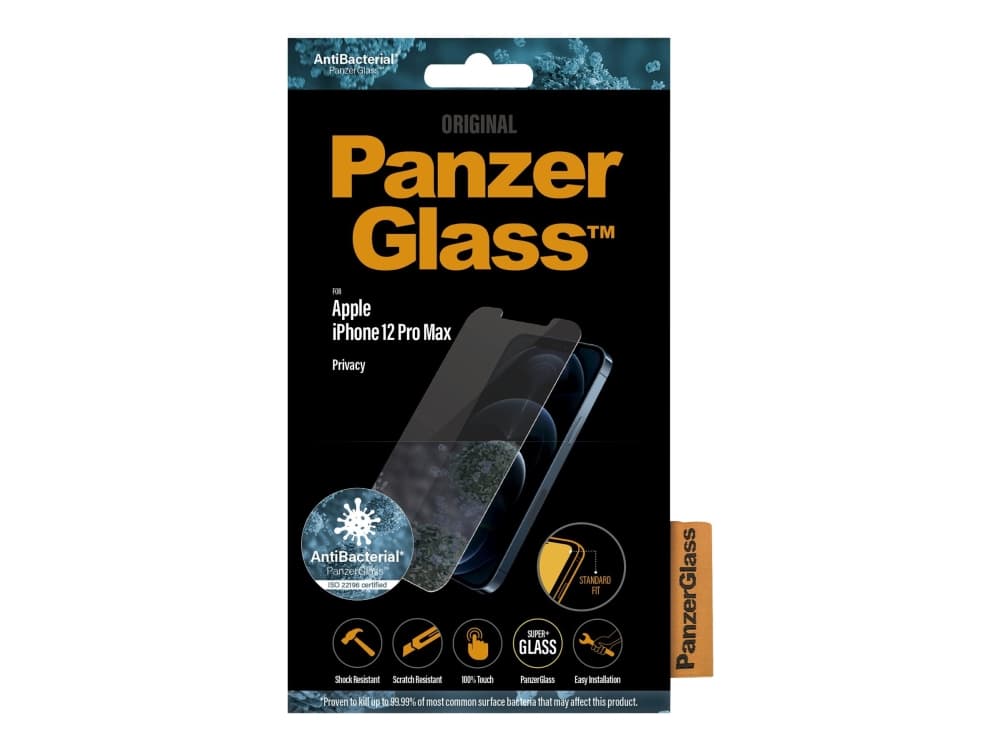 PanzerGlass P2709, Apple, Apple - iPhone 12 Pro Max, Asennus kuivana, Naarmuuntumisenkestävä, Iskunkestävä, Antibakteerinen, Läpinäkyvä, 1 kpl