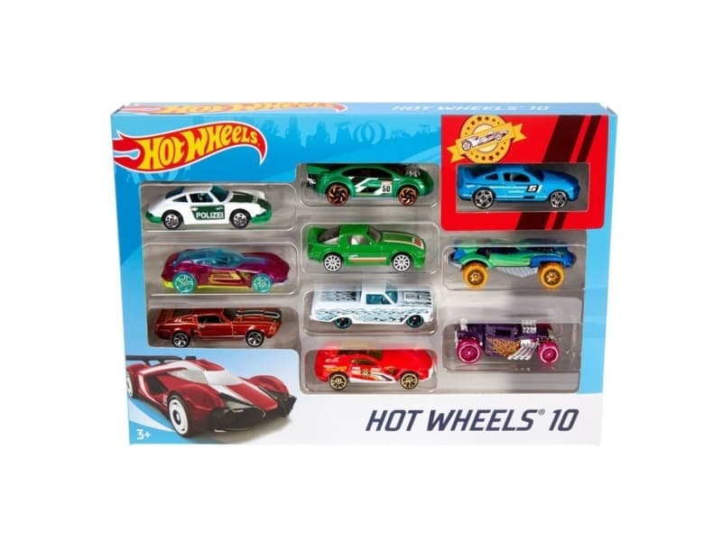 Hot Wheels 10, Ajoneuvosetti, 3 vuosi/vuosia, Muovi, Metalli, Valikoidut värit