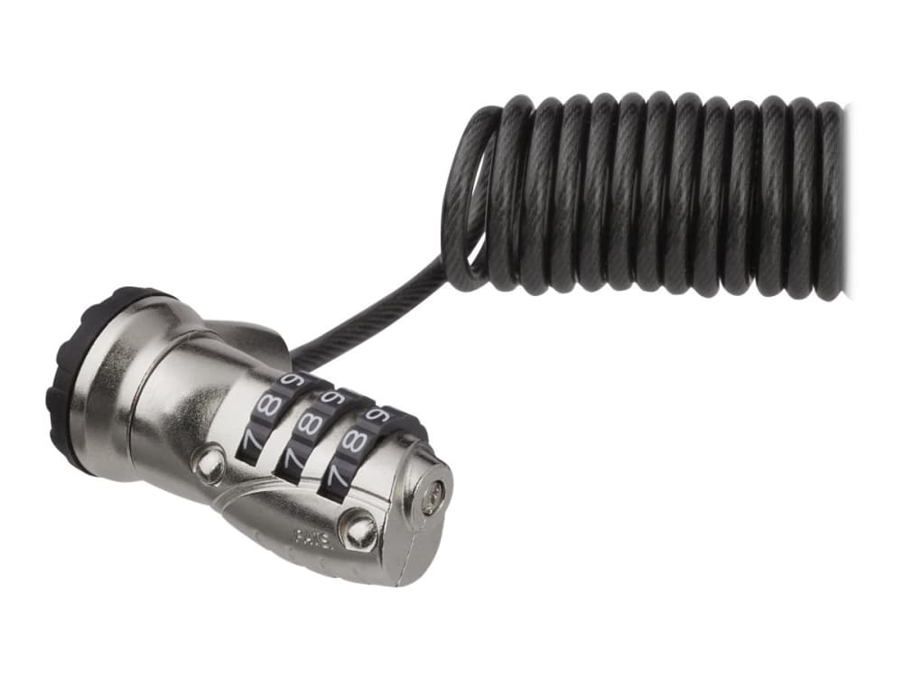 StarTech.com LTLOCK3DCOIL, 1,8 m, Yhdistelmälukko, Musta, Ruostumaton teräs