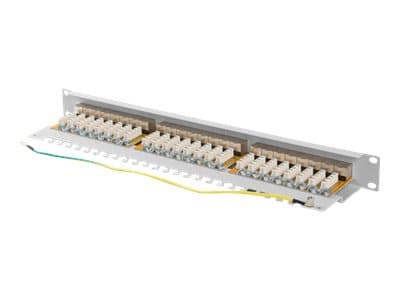 Lanberg PPSA-1024-S, Cat6a, F/UTP (FTP), Harmaa, ABS, Metalli, Telinekiinnitys, 1U