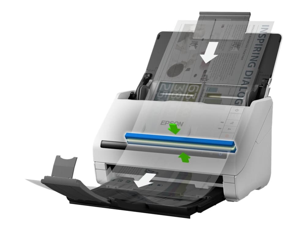 Epson WorkForce DS-530II - Asiakirjaskanneri - Duplex - 215,9 x 6096 mm - 600 dpi x 600 dpi - jopa 35 sivua/min (mono) / jopa 35 sivua/min (väri) - ADF (50 arkkia) - jopa 4000 skannausta päivässä - USB 3.0