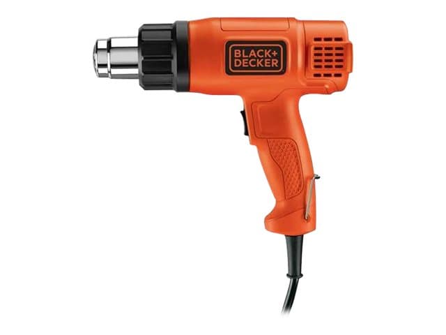 Black & Decker KX1650-QS, Kuumailmapistooli, Pistoolikahva, Rengasripustin, Musta, Oranssi, 740 l/min, 600 °C