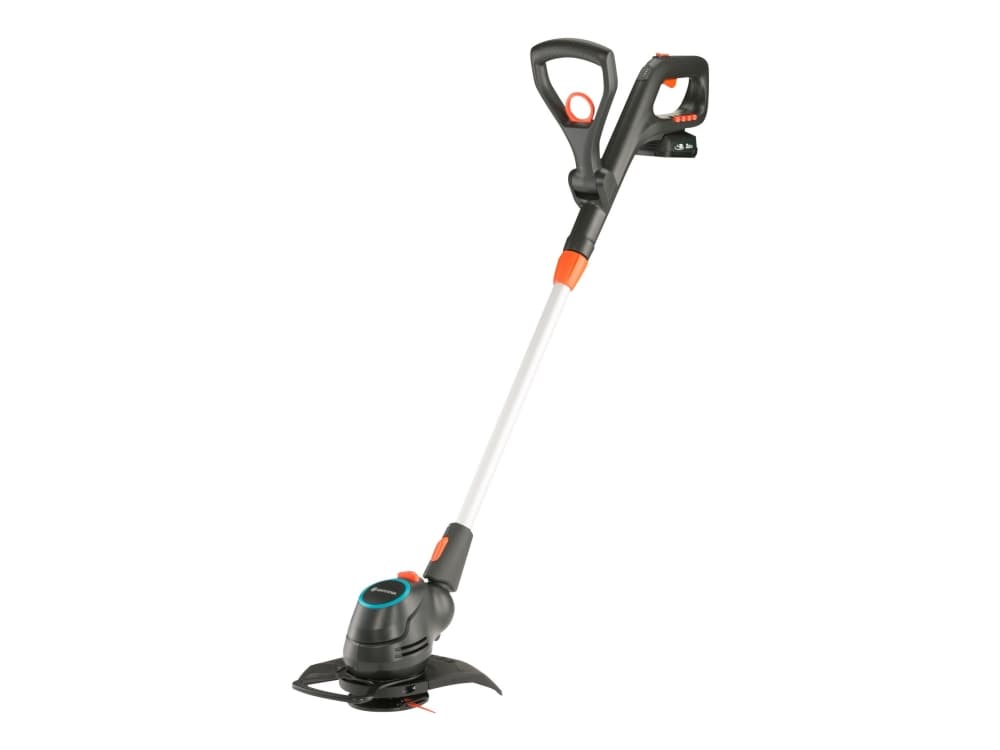 Gardena ComfortCut 23/18V P4A, Siimatrimmeri, 23 cm, Terä, D-lenkkinen kahva, Muovi, Musta, Sininen, Oranssi, Hopea