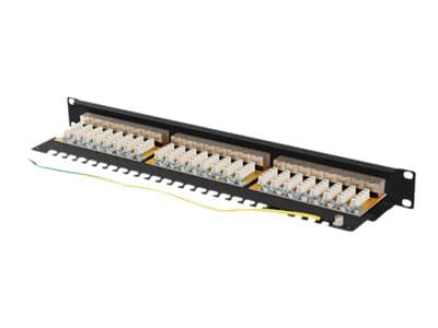 Lanberg PPSA-1024-B, Cat6a, F/UTP (FTP), Musta, ABS, Metalli, Telinekiinnitys, 1U