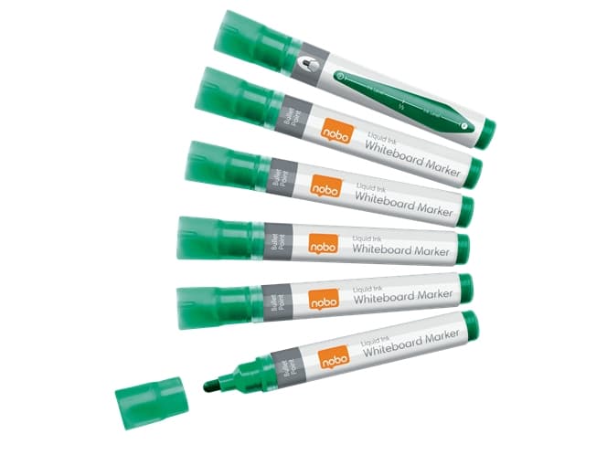 Nobo Liquid Ink Boardmarker 3mm Rundspitze, 10 kpl, Vihreä, Pyöreä pää, Vihreä, Valkoinen, 3 mm, 38 mm