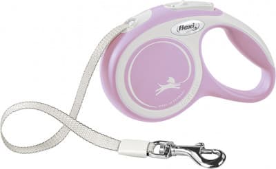 Flexi New COMFORT, Koira, Sisäänvedettävä hihna, Vaaleanpunainen, Valkoinen, Nauha, 15 kg, Yksivärinen