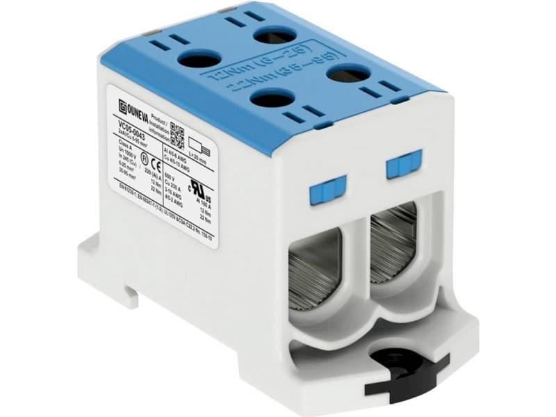 OTL-isoleret universal klemme alumiini/kobber 2*(6-95) mm2 blå blå