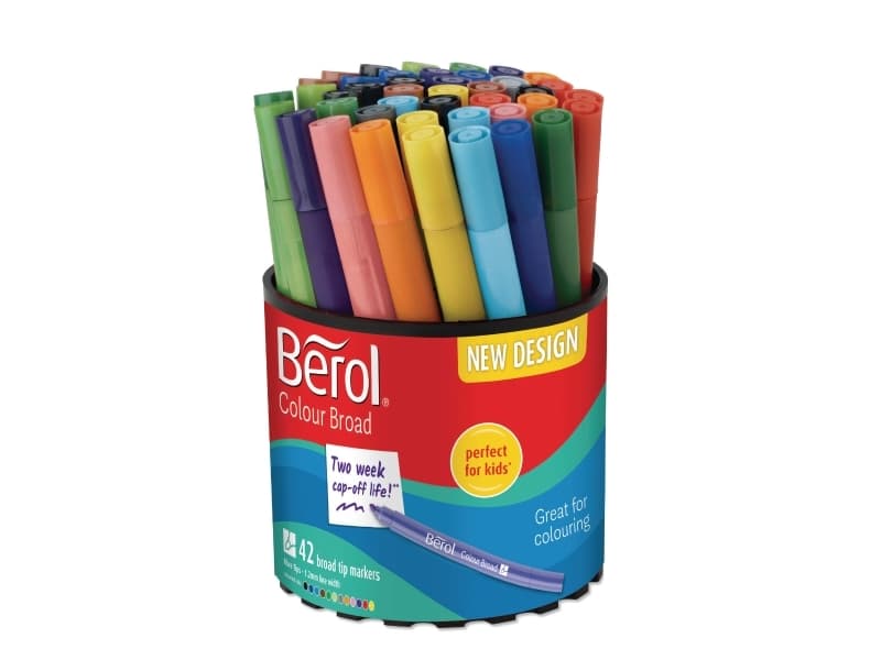 Kuitukynä Berol Colourbroad, jossa 42 eri väriä