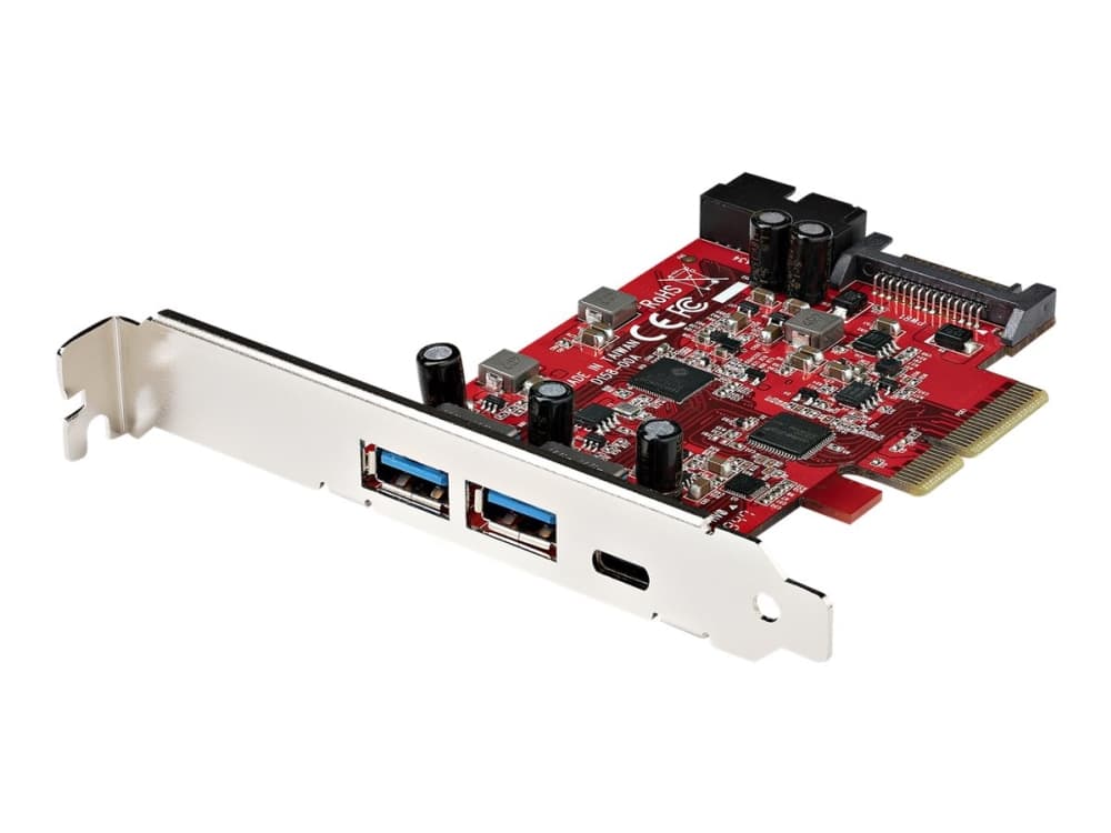 StarTech.com 5-Port USB PCIe Card, 10Gbps USB 3.1 Gen 2 PCIe Card w/ 1x USB-C & 2x USB-A, 1x 2 Port IDC (Internal 5Gbps USB Header Expansion), USB C PCIe Card, PCI Express USB Controller - Windows/macOS/Linux (PEXUSB312A1C1H) - USB-adapter - PCIe 3.0 x4 - USB-C 3.1 Gen 2 x 2 + USB-C 3.2 Gen 2 x 1 - rød
