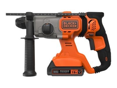 BLACK+DECKER BCD900E2K - Pyörivä vasara - akkukäyttöinen - 3 toimintatilaa - SDS-plus - 1,2 Joule - 2 akkua - 18 V