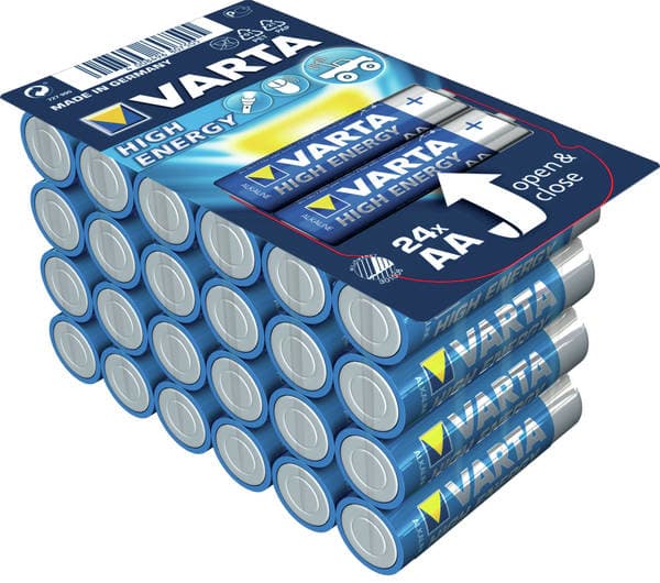 Varta High Energy AA, Kertakäyttöinen akku, AA, Alkali, 1,5 V, 24 kpl, Sininen, Hopea