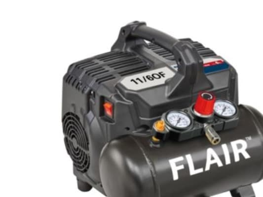 Flair 11/6OF kompressori 1,0hk - 230V, lydsvag, 105L/min, 6L säiliö, 8 bar, oliefri