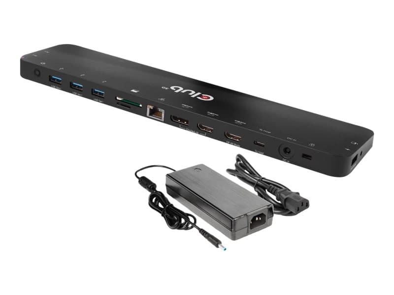 CLUB3D CSV-1566, Telakointi, USB 3.2 Gen 1 (3.1 Gen 1) Type-C, Musta, MicroSD (TransFlash), SD, Lenovo Dell Acer Asus. MSI. Toshiba Apple HP Razer, Meets ROHS, FCC, and CE EMI requirements
