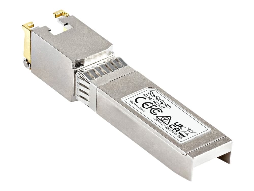 StarTech.com HPE 813874-B21 Yhteensopiva SFP+ moduuli, 10GBASE-T, SFP to RJ45 Cat6/Cat5e, 10GE Gigabit Ethernet SFP+, RJ-45 (kupari) 30m, HPE BladeSystem, c-Class, Mini GBIC SFP+ Transceiver - Elinikäinen takuu (813874B21ST) - SFP+ transceiver moduuli (svarende til: HP 813874-B21) - 10 GigE - 10GBase-T - RJ-45 - op til til 30 m