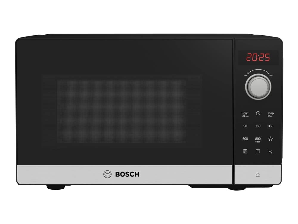 Bosch Serie 2 FEL023MS2, Pöytämalli, Solo-mikroaaltouuni, 20 L, 800 W, Painikkeet, Rotaatio, Musta, Ruostumaton teräs