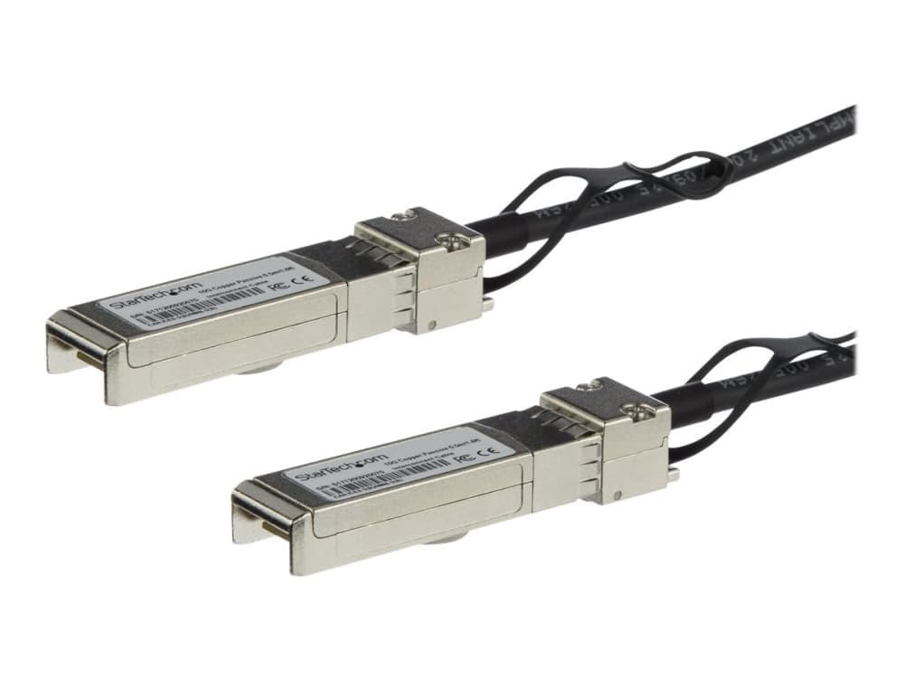 StarTech.com MSA Uncoded Compatible 0.5m 10G SFP+ to SFP+ Direct Attach Breakout Cable Twinax, 10 GbE SFP+ Copper DAC 10 Gbps Low Power Passive Transceiver Module DAC, 10GE Breakout Cable - Lifetime Warranty (SFP10GPC05M) - 10GBase direct attach cable - SFP+ hasp to SFP+ hasp - 50 cm - dual-axial - SFF-8431/SFF-8432 - passiivinen - musta - passiivinen - musta