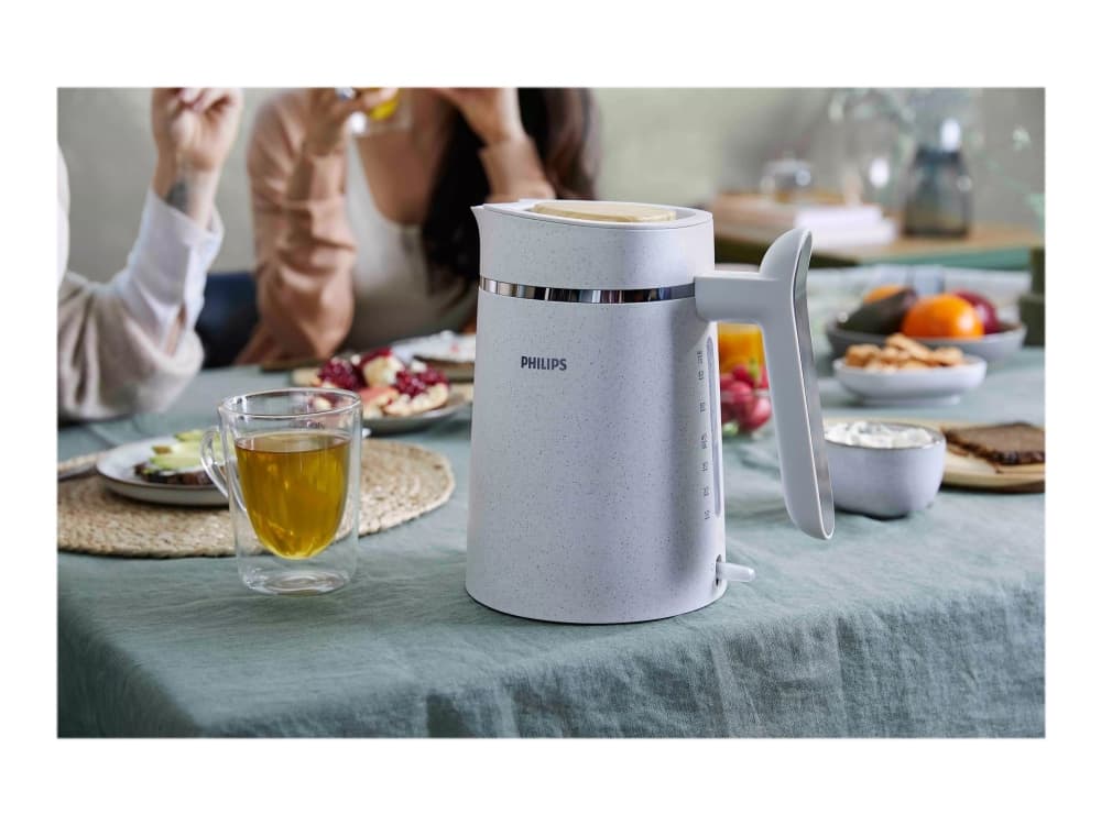 Philips Eco Conscious Edition HD9365/10 5000-sarjan vedenkeitin, 1,7 L, 2200 W, Valkoinen, Veden tason ilmaisin, Johdoton, Suodatus
