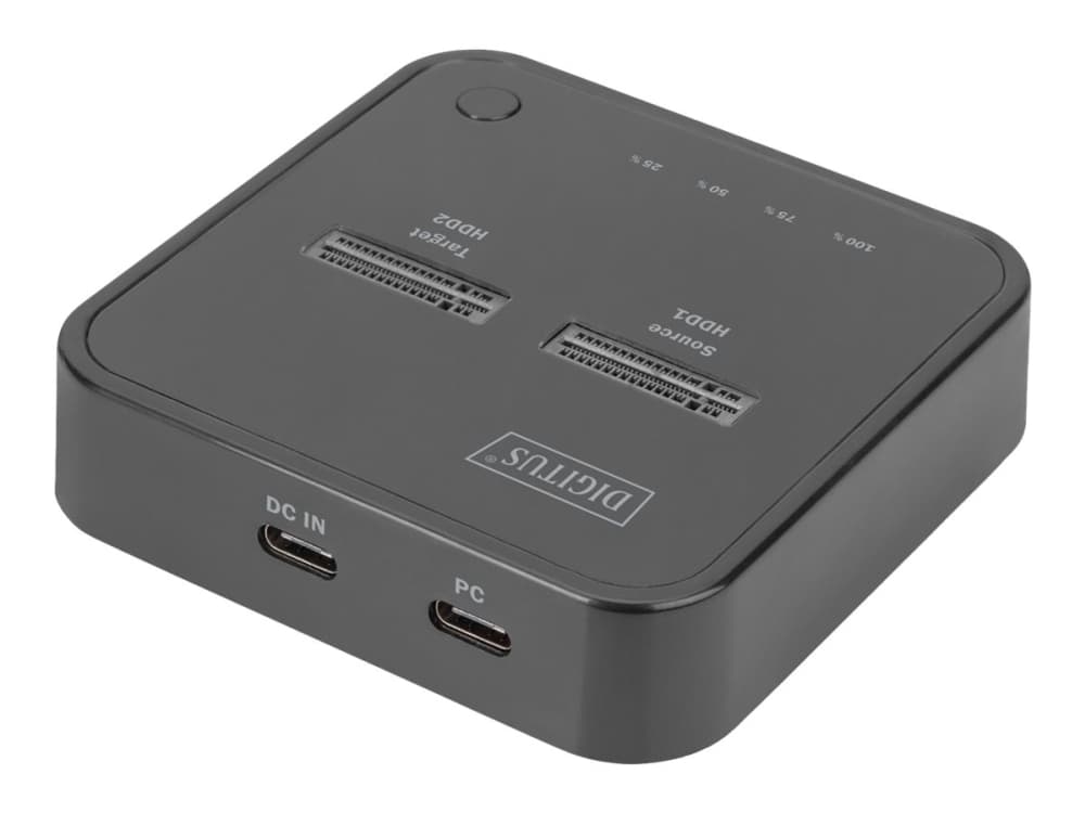 DIGITUS - SSD-telakointiasema - paikat: 2 - M.2 - M.2 NVMe-kortti - USB-C 3.2 (Gen 2) - musta
